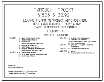 Типовой проект У.503-3-32.92 Здание мойки легковых автомобилей, принадлежащих гражданам (малое коммерческое предприятие)