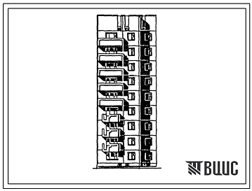 Типовой проект 97-0260.23.86 9-этажный 18-квартирный рядовой блок-комплект правый 9Рп1-1Б-3А (для г. Караганды)