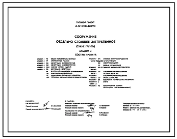 Типовой проект А-IV-1200-478.90 Сооружение отдельно стоящее заглубленное. Стены монолитные железобетонные    (убежище на 1200 человек, размеры убежища 36м на 24м, режимы вентиляции 1,2,3).