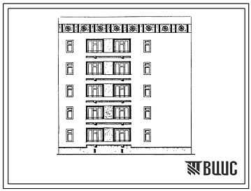 Типовой проект 63-051с.13.86 Блок-секция 5-этажная 15-квартирная торцовая правая 3А.2Б.1Б (для Азербайджанской ССР)