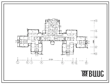 Типовой проект Б-1-300(252-9-61) Двойное использование помещений 1 этажа дом-интерната для необучаемых умственно отсталых детей на 300 детей, (убежище на 300 человек, размеры убежища 121,92м на 60м, режимы вентиляции 1,2,3).