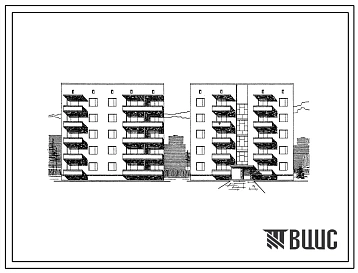Типовой проект 87-015 Блок-секция 5-этажного дома рядовая правая на 15 2-комнатных квартир для строительства в 2 и 3 строительно-климатических зонах.