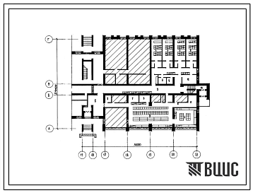 Типовой проект П-5-250(214-3-19.85) Хозяйственно-бытовые помещения 1 этажа детского дома смешанного типа на 175 мест, (убежище на 250 человек, размеры убежища 30м на 24м, режимы вентиляции 1).