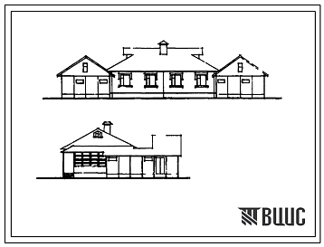 Типовой проект 181-25-65.86 Дом на 2 двухкомнатные квартиры типа 2Б, сблокированный с хозяйст-венными постройками со средним набором помещений (тип II). Общая площадь 100 м2(СТЕНЫ ИЗ ОДНОСЛОЙНЫХ ЛЕГКОБЕТОННЫХ ПАНЕЛЕЙ, Перекрытия железобетонные. Полное инж