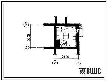 Типовой проект П-4-11(181-210-37.86) Хозяйственное помещение подвала жилого дома одноэтажного 1-квартирного с 3-комнатными квартирой для индивидуального строительства, (убежище на 11 человек, размеры убежища 3,6м на 3,6м, режимы вентиляции 1).