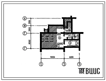 Типовой проект П-4-33(264-23-16.13.87) Хозяйственно-бытовые помещения подвала здания народного суда с двумя залами судебных заседаний, (убежище на 33 человек, размеры убежища 15м на 12м, режимы вентиляции 1,2).