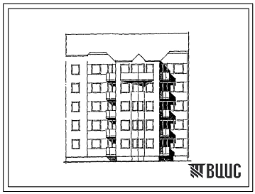 Типовой проект 103-054.13.90 Блок-секция рядовая с торцевыми окончаниями 5-этажная 15-квартирная 1-2-4 для строительства в Латвийской республике