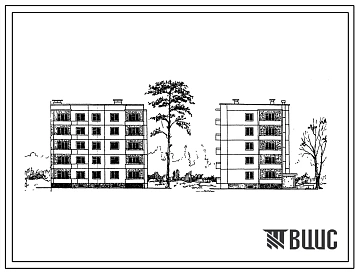 Типовой проект 210-05 Пятиэтажная 10 квартирная торцовая блок-секция с квартирами типа 3Б-4Б (правая).
