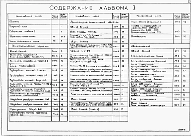 Альбом 1  Общая пояснительная записка. Схема генерального плана. Тепломеханическая часть. Архитектурные решения. Конструкции железобетонные. Отопление и вентиляция. Электросиловое оборудование и электроосвещение. Связь и сигнализация. Автоматизация