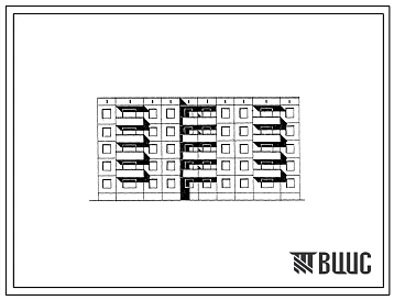 Типовой проект 97-0290.86 Блок-секция 5-этажная 40-квартирная сдвоенная рядовая для малосемейных 1А.1Б.1Б.2А - 1А.1Б.1Б.2А