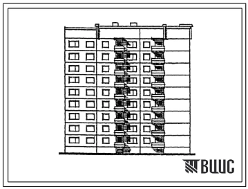 Типовой проект 120-025.2 Блок-секция 9-жтажная 36-квартирная торцевая правая 2Б-2Б-2Б-2Б. Для городского строительства в Литовской ССР