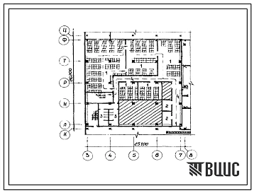 Типовой проект П-1-600(272-12-61с) Складские помещения в подвале универмага торговой площадью 4500 кв. метров, (убежище на 600 человек, размеры убежища 26,2м на 25,1м, режимы вентиляции 1,2).