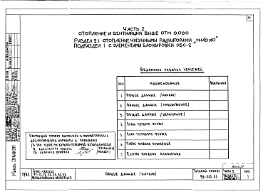 Альбом 2 Часть 1 Архитектурно-строительные чертежи выше отм.0.000. Часть 2 Отопление и вентиляция выше отм.0.000 Раздел 2-1 Отопление чугунными радиаторами М-140-АО Раздел 2-3 Отопление конвекторами Комфорт-20;. Часть 3 Водоснабжение и канализация