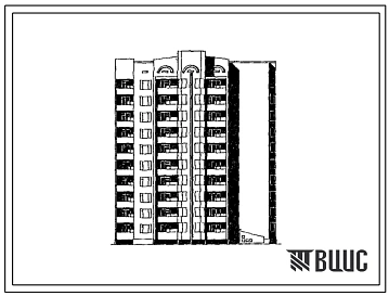 Типовой проект 236-08.13.90 Блок-секция торцевая правая 10-этажная 50-квартирная 1.1.2.3.3 для строительства в центральных районах УССР