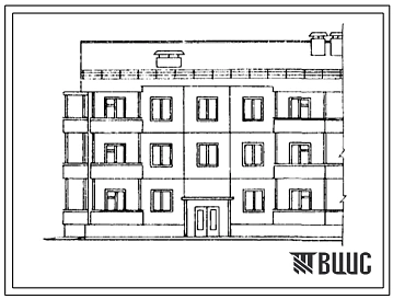 Типовой проект 48-022с/1 Трехэтажная блок-секция торцевая левая на 9 квартир (однокомнатных 1Б-3, двухкомнатных 2Б-3, трехкомнатных 3Б-3). Для строительства в 3 климатическом районе Киргизской ССР сейсмичностью 8 и 9 баллов