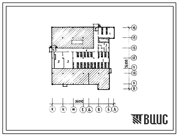 Типовой проект П-4-400(232-1-139.86) Хозяйственно-бытовые помещения в подвале универсального корпуса на 360 учащихся для ПТУ, (убежище на 400 человек, размеры убежища 36м на 36м, режимы вентиляции 1,2).