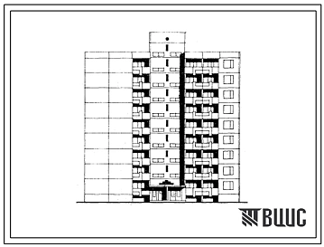 Типовой проект 121-0126.13.86 Блок-секция 9-этажная 45-квартирная угловая зеркальная 1Б-2Б-3Б-3Б-4Б (для строительства в Эстонской ССР)