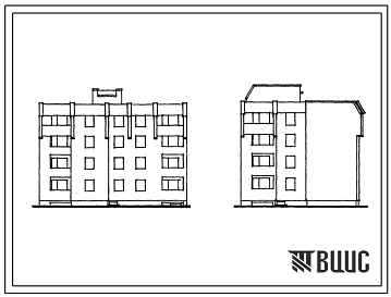 Типовой проект 1-318-0106.84 Блок-секция 4-этажная 12-квартирная угловая, с торцевыми окончаниями 1Б-2Б-3Б. Для строительства во 2В климатическом подрайоне Литовской ССР (для застройки малых городов).