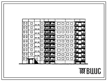 Типовой проект 84-026/1 Девятиэтажная блок-секция правая поворотная под углом 1350 со входами, расположенными с противоположных сторон, на 54 квартиры (двухкомнатных 2А-2, 2Б-18, трехкомнатных 3Б-34). Для строительства в 1В климатическом подрайоне, 2 и 3 