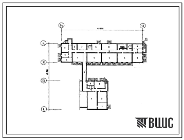 Типовой проект П-4-500(225-1-397с) Хозяйственно-бытовые помещения  в подвале средней общеобразовательной школы на 12 классов (464 учащихся), (убежище на 500 человек, размеры убежища 48,8м на 42,8м, режимы вентиляции 1,2).