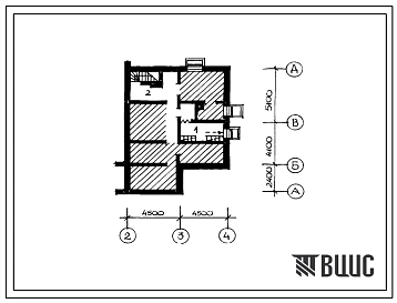 Типовой проект П-2-10(ТК-114-41, ТК-115-42, ТК-116-43) Хозяйственно-бытовые помещения в подвале крупнопанельных одноквартирных 4-5-6 комнатных жилых домов, (убежище на 10 человек, размеры убежища 11,6м на 9м, режимы вентиляции 1).