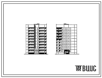 Типовой проект А1-451КП-4с/1 Девятиэтажная односекционная крупнопанельная блок-секция на 27 квартир ТБС-1Л 1Б,2Б,3А,3Б.