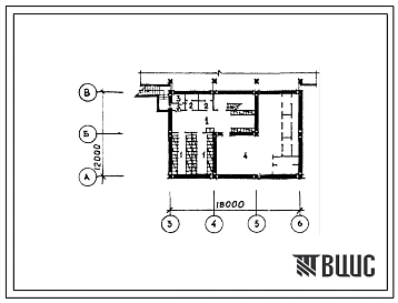 Типовой проект П-4-82(252-4-43с.84) Хозяйственно-бытовые помещения подвала поликлиники на 250 посещений в смену (в конструкциях ИИС-04), (убежище на 85 человек, размеры убежища 18м на 12м, режимы вентиляции 1,2).