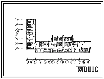 Типовой проект П-4-607(222-1-685С.90 Помещения в подвале школы на 33 класса (1296 учащихся) в каркасно-панельных конструкциях с натяжением арматуры в построенных условиях, (убежище на 607 человек, размеры убежища 77,8м на 36м, режимы вентиляции 1,2).