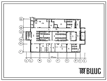 Типовой проект А-3-500(252-3-44.85) Вспомогательные помещения в подвале главного корпуса противотуберкулезного диспансера на 600 посещений в смену со стационаром на 200 коек, (убежище на 500 человек, размеры убежища 39м на 24м, режимы вентиляции 1,2).