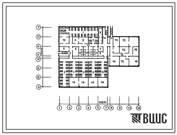 Типовой проект П-4-510(232-1-152.1п.87,232-1-152.2в.87) Хозяйственно-бытовые помещения подвала профтехучилища на 960 учащихся в конструкциях серии 1.020.1-ЗПВ, (убежище на 510 человек, размеры убежища 51м на 49,5м, режимы вентиляции 1,2).
