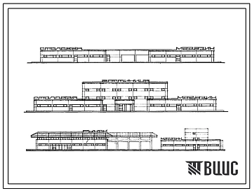 Типовой проект 272-014-29.88 Крытый рынок из зданий – блоков торговой площадью 1500 м2. Здание одно -,  трехэтажные. Каркас по  серии 1.020-1/83. Стены из легкобетонных панелей по серии 1.030.1-1.