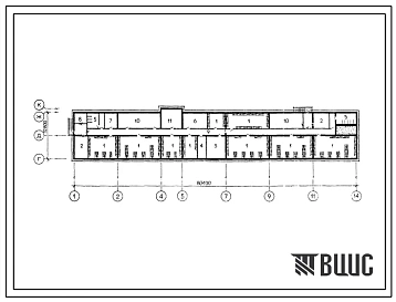 Типовой проект П-4-577(225-9-193с.13.86) Хозяйственно-бытовые помещения подвала межшкольного учебно-производственного комбината на 6 групп (180 мест), (убежище на 577 человек, размеры убежища 80,4м на 12,8м, режимы вентиляции 1,2).