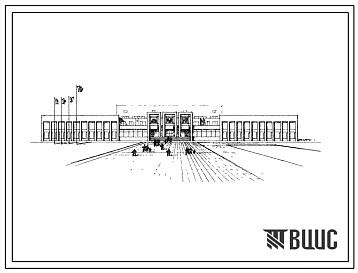 Типовой проект 294-2-56 Спортивный корпус с двумя залами, с местами для зрителей, бассейном с крутыми ваннами 25х11 м и детской, стены кирпичные. Для строительства в 1В климатическом подрайоне, 2 и 3 климатических районах