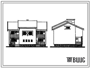 Типовой проект 144-89-82/1 Жилой дом двухэтажный двухквартирный с квартирами 4Б-4Б в двух уровнях.