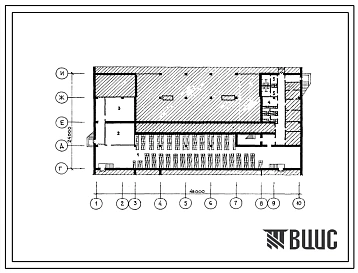 Типовой проект П-4-750(232-1-155.88) Хозяйственно-бытовые помещения подвала ПТУ на 540 учащихся по подготовке кадров для сельского хозяйства с общежитием на 400 мест, (убежище на 750 человек, размеры убежища 48м на 24м, режимы вентиляции 1,2).