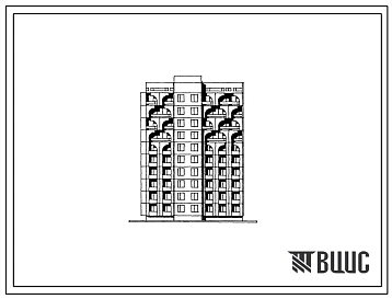 Типовой проект 92-048с.13.88 Девятиэтажная блок-секция торцевая левая на 40 квартир. Для Грозного