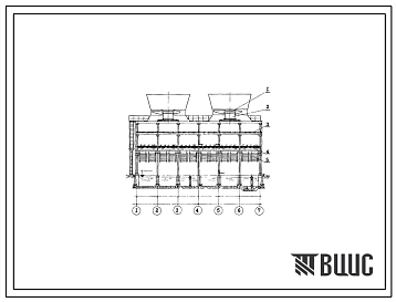 Типовой проект 901-6-62 Градирня с вентиляторами 2ВГ70 брызгальная с секиями площадью 192 кв.м с каркасом из железобетонных элементов