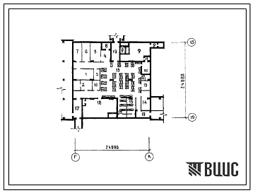 Типовой проект А-3-100(252-2-20С) Хозяйственно-бытовые помещения в подвале блока а главного корпуса районной больницы на 400 коек с поликлиникой на 600 помещений в смену, (убежище на 100 человек, размеры убежища 24м на 24м, режимы вентиляции 1,2).