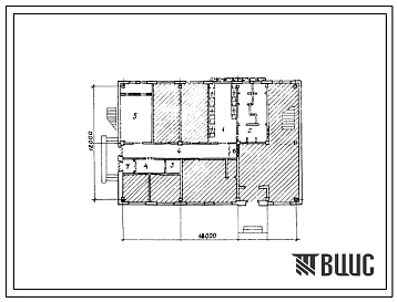 Типовой проект П-2-25(416-1-133) Служебные помещения 1 этажа конторы лесхоза , приспосабливаемые под ПРУ (убежище на 25 человек, размеры убежища 18м на 12м, режимы вентиляции 1,2).
