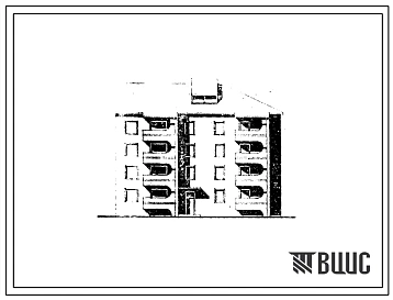 Типовой проект 114-097с.86 Блок-секция 4-этажная 1-секционная 15-квартирная торцовая правая 1А.1Б.1Б.2Б
