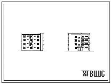 Типовой проект 77-022сп Четырехэтажная блок-секция торцевая правая на 8 квартир для строительства в районах с сейсмичностью 7 баллов и несейсмичных районах.