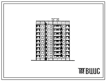 Типовой проект 94-059/1 Блок-секция девятиэтажная 36-квартирная рядовая, с торцевыми окончаниями правая для Южных районов УССР (двухкомнатных 2Б-18; трехкомнатных 3А-9, 3Б-9).