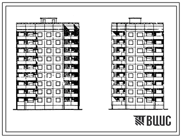 Типовой проект 94-046/1 Блок-секция 9-этажная 36-квартирная угловая правая рядовая, с торцевыми окончаниями. 2-Б-3А-3Б-3Б