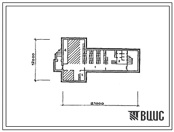 Типовой проект П-4-89(416-4-116.87) Помещения технического подвала здания бытовых помещений на 150 рабочих с буфетом, приспосабливаемые под ПРУ (убежище на 89 человек, размеры убежища 21м на 12м, режимы вентиляции 1,2).