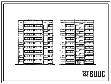 Типовой проект 125-097.13.90 Блок-секция 9-этажная 36-квартирная торцовая левая 1А-2Б-2Б-3Б (для г. Одессы, Одесской, Николаевской, Черкасской, Херсонской и Кировоградской областей)