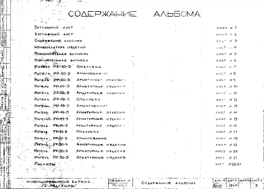 Альбом 24 Ригели-распорки. Рабочие чертежи. Редакция 2. Шифр 65/12962