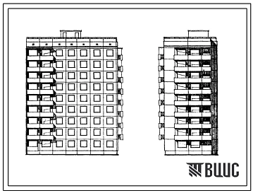 Типовой проект 94-027/1 Девятиэтажная крупнопанельная торцовая блок-секция на 36 квартир, правая (Т.2Б-2Б-2Б-3Б)