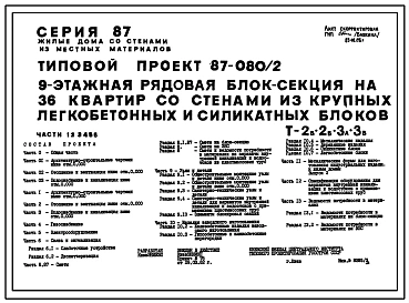 Типовой проект 87-080/2 Девятиэтажная рядовая блок-секция на 36 квартир Р-2Б-2Б-3А-3Б