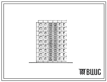 Типовой проект 105-019с Девятиэтажная блок-секция торцевая левая на 27 квартир (однокомнатных 1Б-9, двухкомнатных 2Б-9, четырехкомнатных 4Б-9). Для строительства в районах сейсмичностью 8 баллов