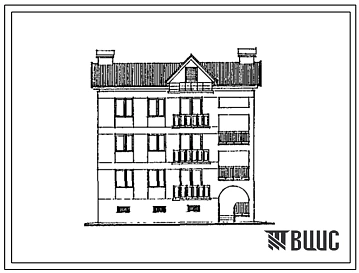 Типовой проект 123-17-150с.13.90 3-этажная блок-квартира (правый блок) с 4-комнатными квартирами 3-4-II (для республики Грузия)